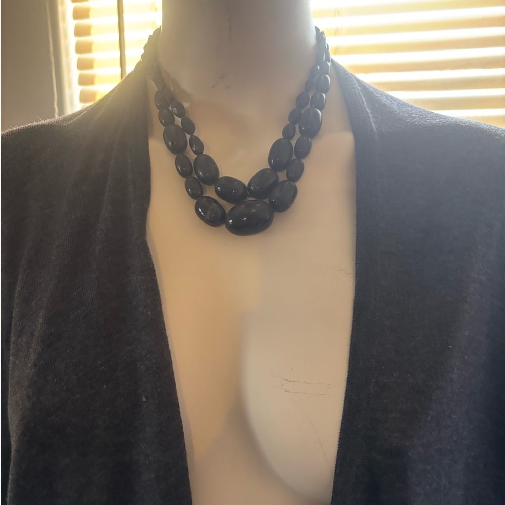 Vintage Ann Taylor Black Beaded Necklace
